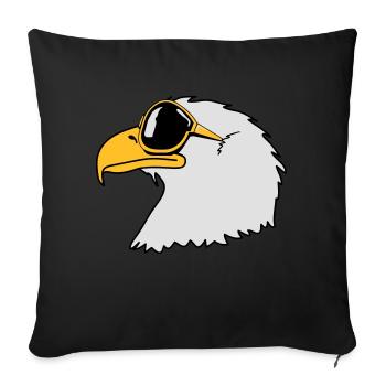 Drôle oiseau cool lunettes de soleil d'aigle - Coussin et housse de 45 x 45 cm - noir - Devant