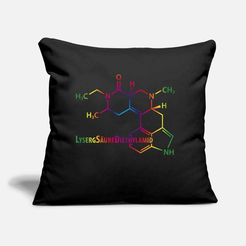 LSD Strukturformel bunter Regenbogen Drogen Rausch Sofakissen mit Füllung 45 x 45 cm