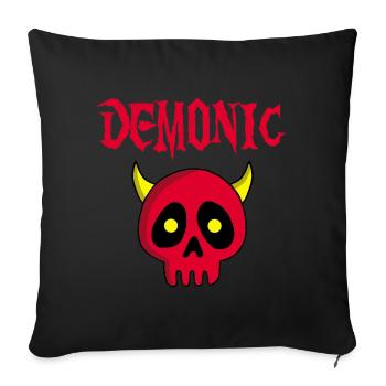 Tête de mort démon manga - Coussin et housse de 45 x 45 cm - noir - Devant