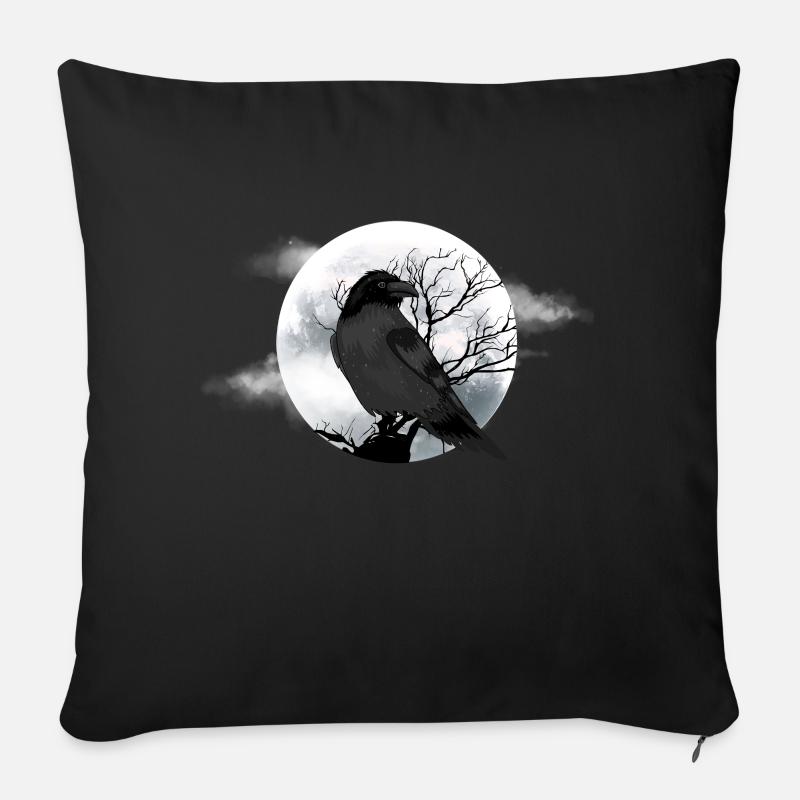Corbeau lunaire - Coussin et housse de 45 x 45 cm - noir