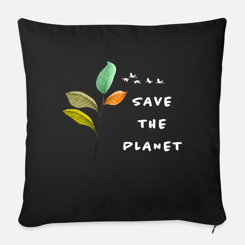 Save The Planet - There is no planet B - Coussin et housse de 45 x 45 cm - noir