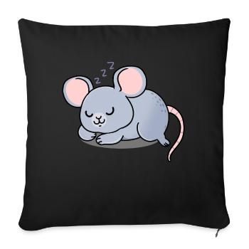 Souris endormie - Coussin et housse de 45 x 45 cm - noir - Devant