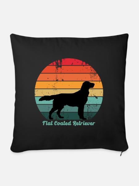 Retro Flat Coated Retriever - Sofakissen mit Füllung 45 x 45 cm - Schwarz