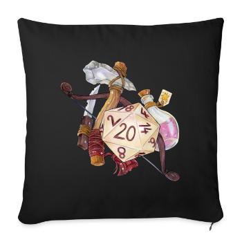 Rollenspiel Tabletop D20 Würfel Geschenk - Sofakissen mit Füllung 45 x 45 cm - Schwarz - Vorne