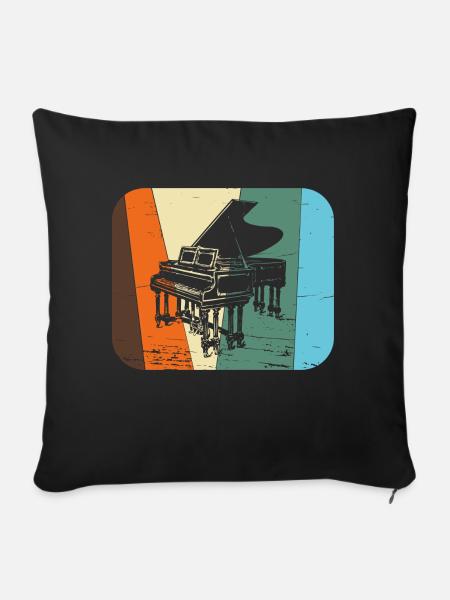 Flügel / Klavier - Sofakissen mit Füllung 45 x 45 cm - Schwarz