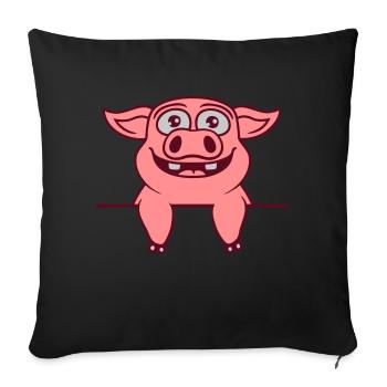 Stable Pig Insert Text - Sofa pillow with filling 45cm x 45cm - black - Front