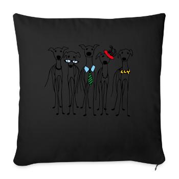 Fête des lévriers - Coussin et housse de 45 x 45 cm - noir - Devant