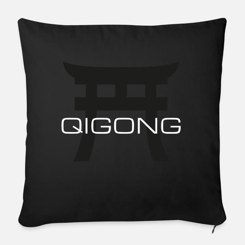 Torii Tor Qigong blanc - Coussin et housse de 45 x 45 cm - noir