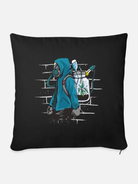 Graphique éco-conservation environnementaliste du Jour de la Terre - Coussin et housse de 45 x 45 cm - noir