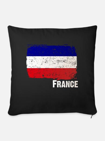 France Frankreich - Sofakissen mit Füllung 45 x 45 cm - Schwarz