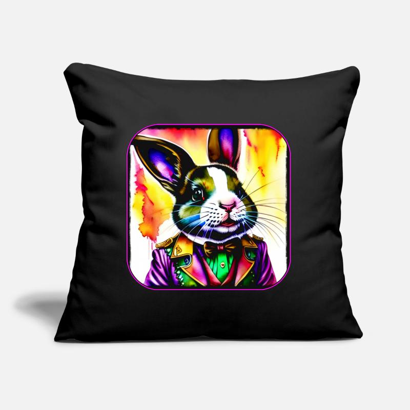 Lapin fou coloré dans un style steampunk Coussin et housse de 45 x 45 cm