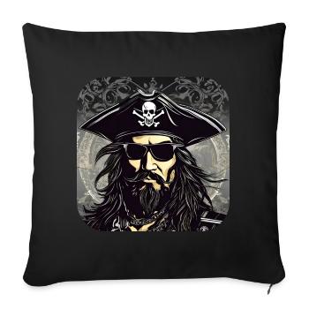 Pirate cool avec des lunettes de soleil Skull and Bones - Coussin et housse de 45 x 45 cm - noir - Devant