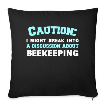 Caution - Sofa pillow with filling 45cm x 45cm - black - Front