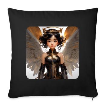 Ange mignon avec halo - Coussin et housse de 45 x 45 cm - noir - Devant