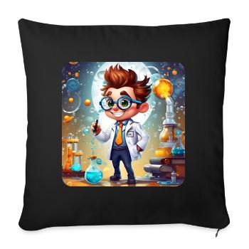 Cute professor in lab coat in lab - Sofa pillow with filling 45cm x 45cm - black - Front