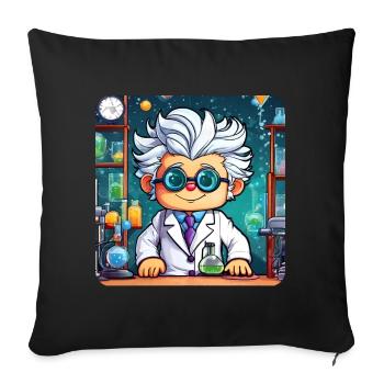 Cute professor with white hair and glasses - Sofa pillow with filling 45cm x 45cm - black - Front