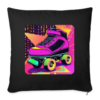 Colorful Disco Roller Skates in Retro Style - Sofa pillow with filling 45cm x 45cm - black - Front