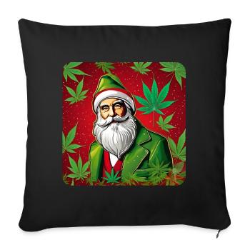 Père Noël avec des feuilles de cannabis - Coussin et housse de 45 x 45 cm - noir - Devant