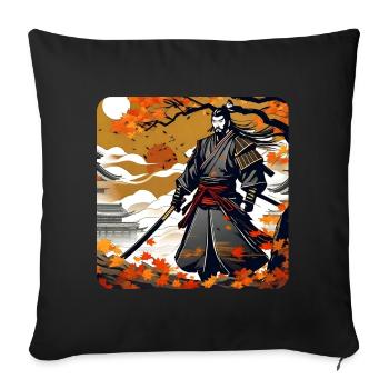 Fier guerrier samouraï avec katana en automne - Coussin et housse de 45 x 45 cm - noir - Devant