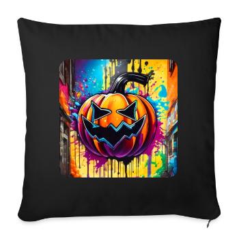 Spooky Halloween Pumpkin Head in Graffiti Style - Sofa pillow with filling 45cm x 45cm - black - Front
