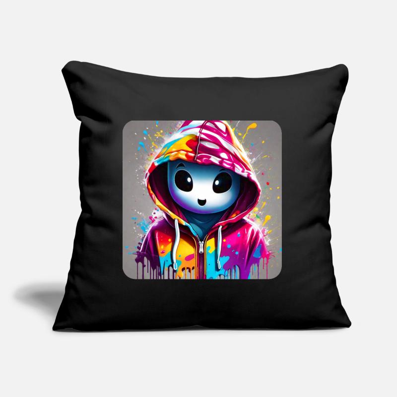 Fantôme mignon dans un sweat à capuche coloré Coussin et housse de 45 x 45 cm