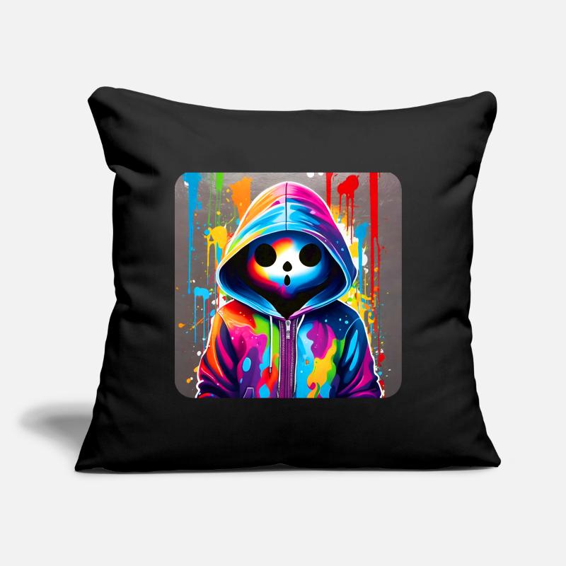 Fantôme effrayant dans le style graffiti du sweat à capuche Coussin et housse de 45 x 45 cm