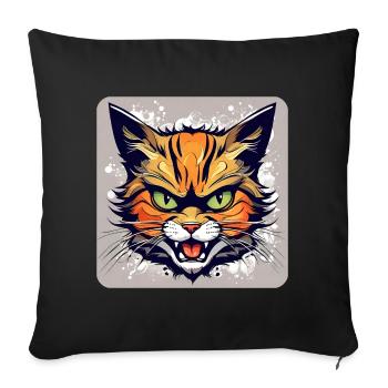 Chat sauvage - Coussin et housse de 45 x 45 cm - noir - Devant