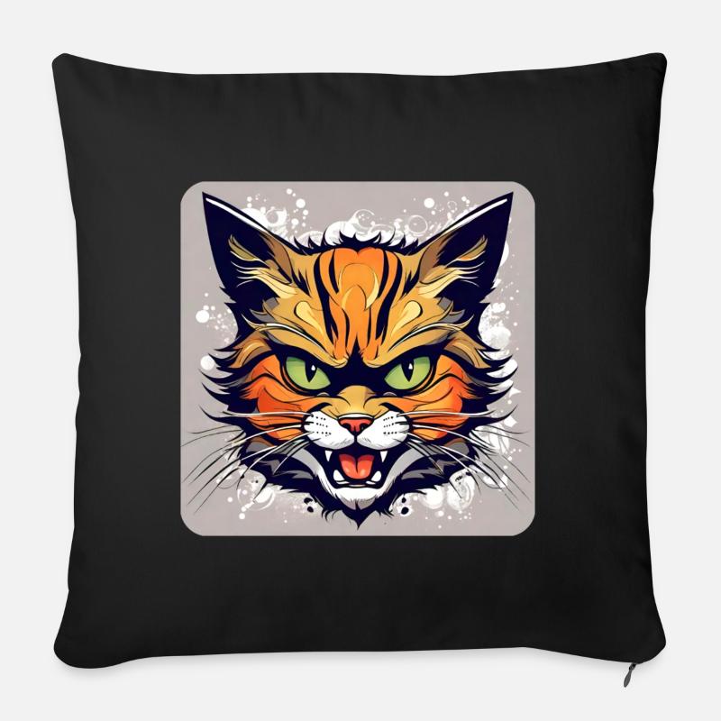 Wilde Katze - Sofakissen mit Füllung 45 x 45 cm - Schwarz