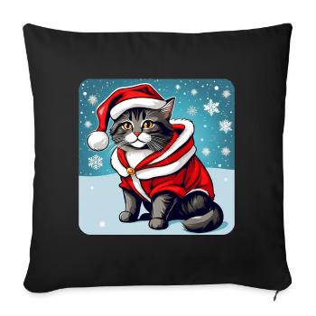 Cute cat in Christmas costume - Sofa pillow with filling 45cm x 45cm - black - Front