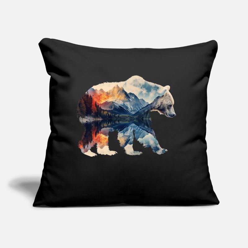 Ours à double exposition Coussin et housse de 45 x 45 cm