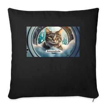 Pun ambiguous german expression – Katzenwäsche - Sofa pillow with filling 45cm x 45cm - black - Front
