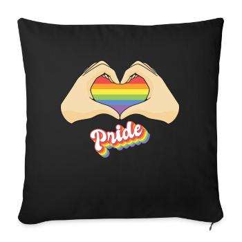Gay Lesbian Pride Heart - LGBT Regenbogenflagge - Sofakissen mit Füllung 45 x 45 cm - Schwarz - Vorne