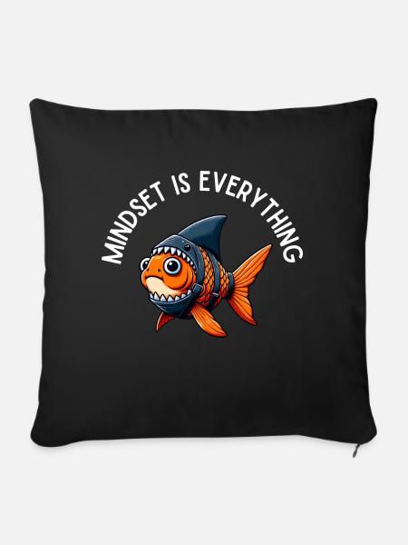 Goldfisch-Hai-Mindset ist alles, motivierend - Sofakissen mit Füllung 45 x 45 cm - Schwarz