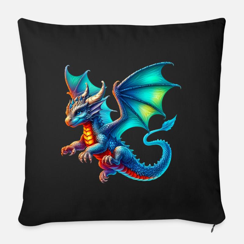 Drache - Sofakissen mit Füllung 45 x 45 cm - Schwarz
