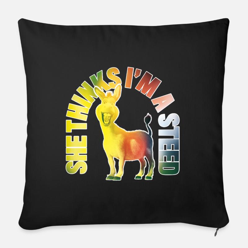 Shrek Design Esel & Spruch She Thinks I'm A Steed - Sofakissen mit Füllung 45 x 45 cm - Schwarz