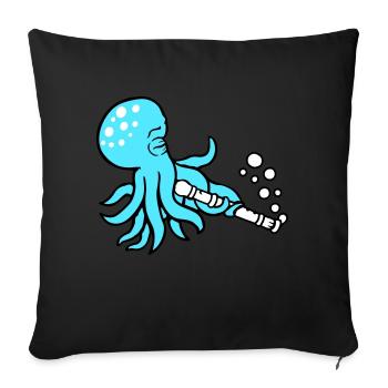 Octopus Flute Music Playing Bubbles Underwater - Sofa pillow with filling 45cm x 45cm - black - Front