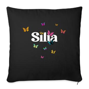 SILYA - Beautiful Girl Name with Colorful Butterfly - Sofa pillow with filling 45cm x 45cm - black - Front