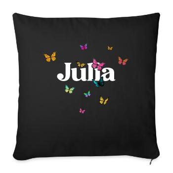JULIA - Beautiful girl name with colorful smashes - Sofa pillow with filling 45cm x 45cm - black - Front