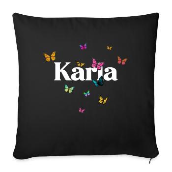 KARLA - Beautiful girl's name with colorful smashes - Sofa pillow with filling 45cm x 45cm - black - Front
