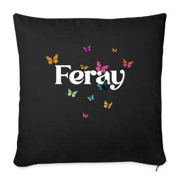 FERAY - Beautiful Girl Name with Butterflies - Sofa pillow with filling 45cm x 45cm - black - Front
