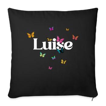 LUISE - Beautiful Girl Name with Colorful Butterfly - Sofa pillow with filling 45cm x 45cm - black - Front