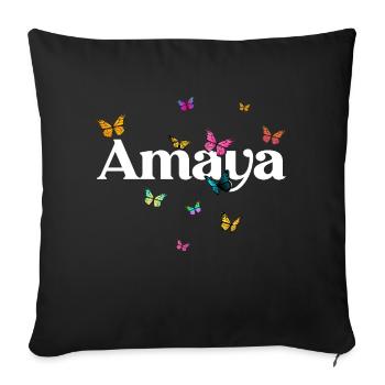 AMAYA - Beau nom de fille avec un smash coloré - Coussin et housse de 45 x 45 cm - noir - Devant