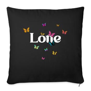 LOTTE - Beautiful girl name with colorful smashes - Sofa pillow with filling 45cm x 45cm - black - Front