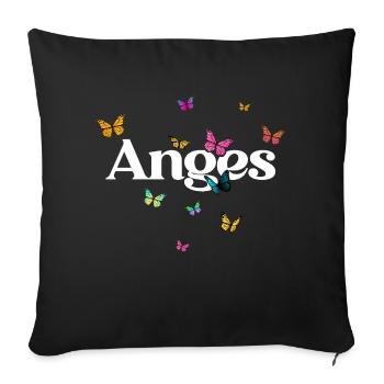ANNIKA - Beau prénom de fille avec des papillons - Coussin et housse de 45 x 45 cm - noir - Devant