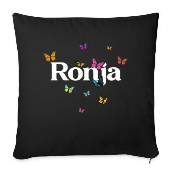 RONJA - Schöner Mädchen Name mit Schmetterlingen - Sofakissen mit Füllung 45 x 45 cm - Schwarz - Vorne
