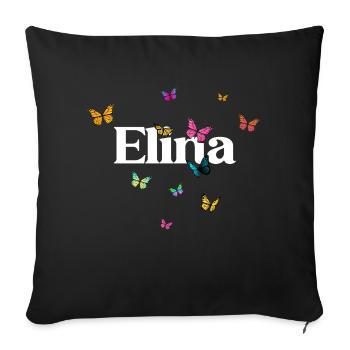 ELINA - Beautiful Girl Name with Butterflies - Sofa pillow with filling 45cm x 45cm - black - Front