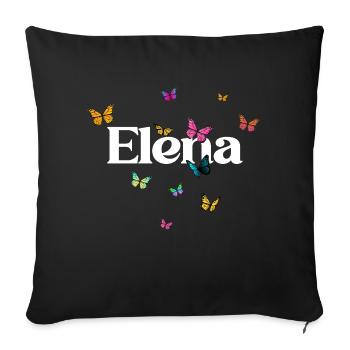 ELENA - Beau prénom de fille avec des papillons - Coussin et housse de 45 x 45 cm - noir - Devant