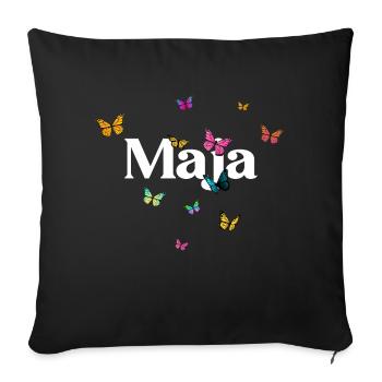 MAJA - Beautiful Girl Name with Butterflies - Sofa pillow with filling 45cm x 45cm - black - Front