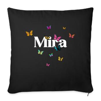 MIRA - Beau prénom de fille avec des papillons - Coussin et housse de 45 x 45 cm - noir - Devant