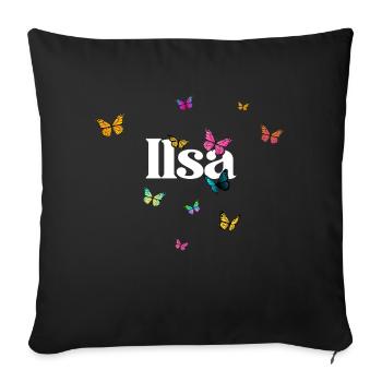 ILSA - Schöner Mädchen Name mit Schmetterlingen - Sofakissen mit Füllung 45 x 45 cm - Schwarz - Vorne